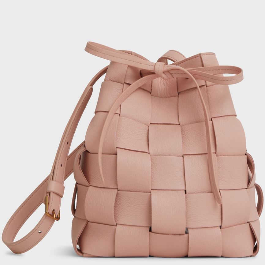 Women\'s Mansur Gavriel Upcycled Woven Mini Bucket Bags Pink | AU 1547BH